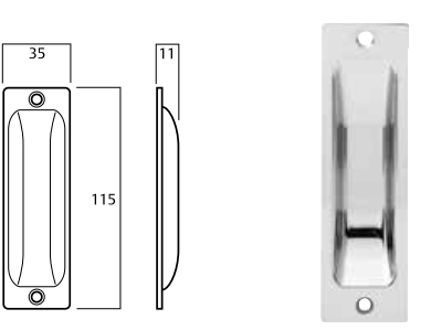 ロックウッド フラッシュプル 115 x 35mm 亜鉛ダイカスト