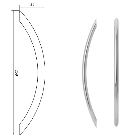 プレステージブラッシュニッケルテーパーボウハンドルステンレススチール 