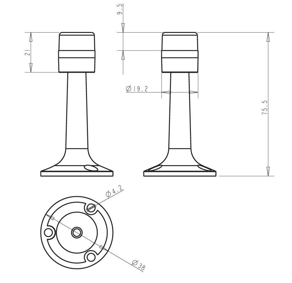 トリオ ドアストッパー ハート ベース サテン クロム付き 75mm